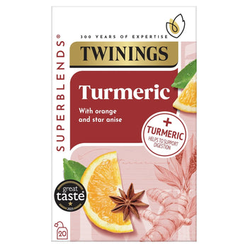 Twinings Superblends Cúrcuma con anís naranja y estrella 20 por paquete