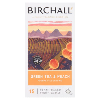 Birchall Green Tea & Peach Sacs de thé 15 par paquet