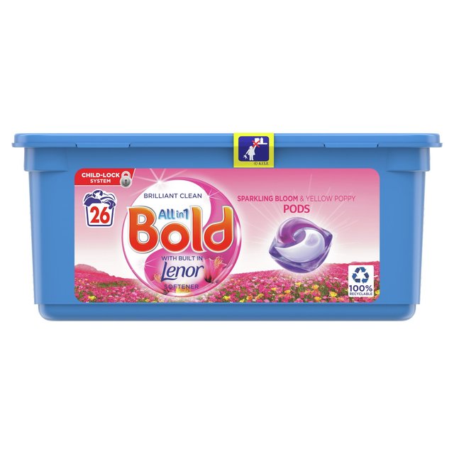 BOLD All-in-1-Pods Waschen von Kapseln Blüte & Mohn 26 Wäsche