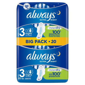 Always Sanitary Towels Ultra Night Size 3 Wings 20 per pack