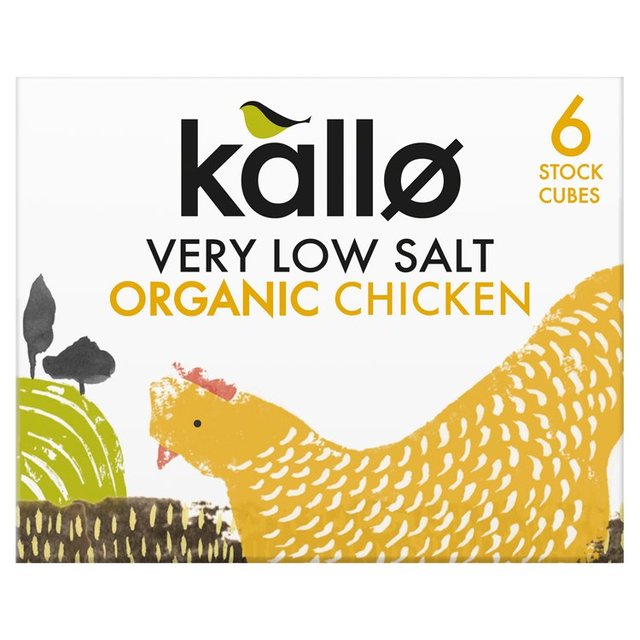 Kallo orgánico muy bajo caldo de pollo de sal 6 x 8g