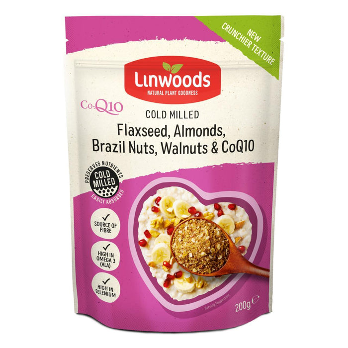 Linwoods Milled Co Q10 Almondas de linaza Brasil & Walnuts 200g