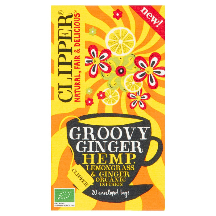 Clipper Groovy Ginger Ginger Hemprass y Ginger Infusión orgánica 20 por paquete