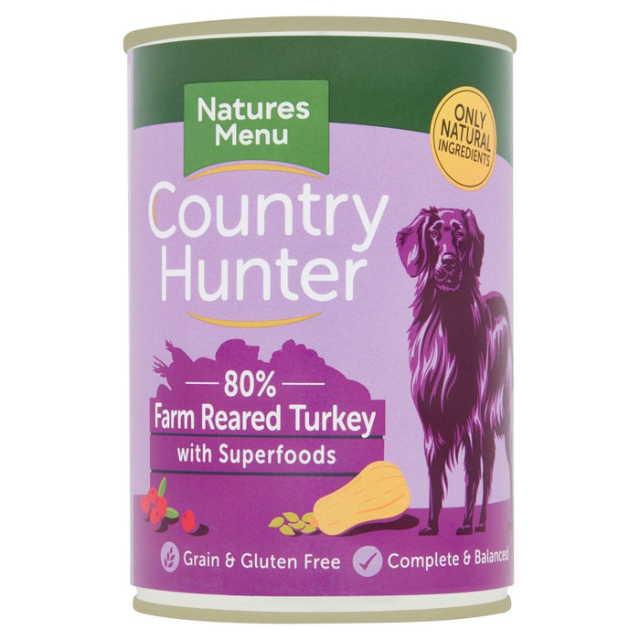 Country Hunter 80% Turquía criada en granja con superalimentos de alimentos para perros húmedos 400G