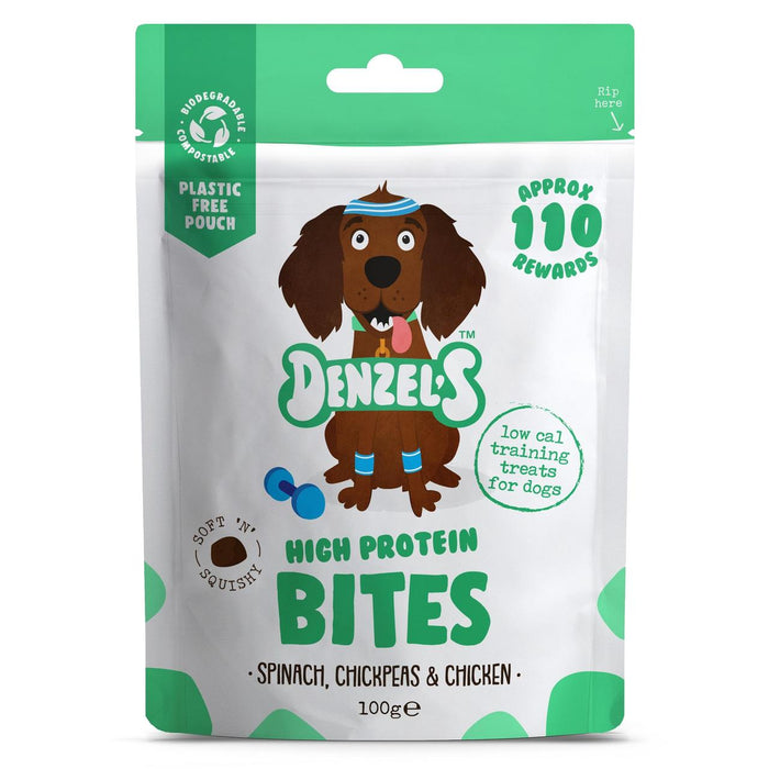 Denzel's High Protein Training Bites Spinach Phi pois chiches et poulet 100g