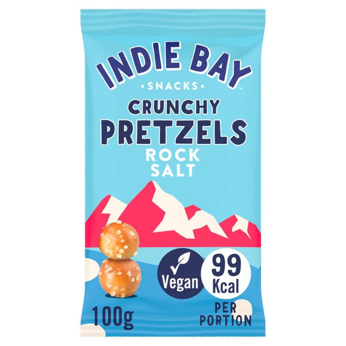Los bocadillos de Indie Bay escribieron bocados de pretzel con sal de roca 100g