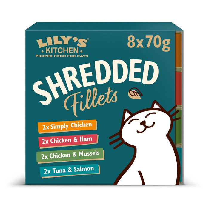 Lilys Küche zerkleinerte Filets in Brühe Multipack Nassfutter für Katzen 8 x 70 g
